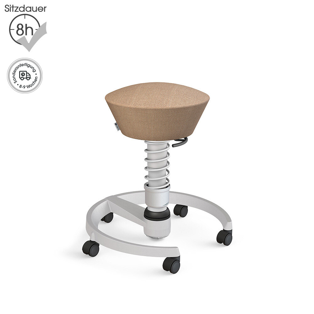 Aeris Swopper mit Rollen | Wolle-meliert: Rosa-Beige | Feder: Standard | Gestell: Hellgrau-metallic