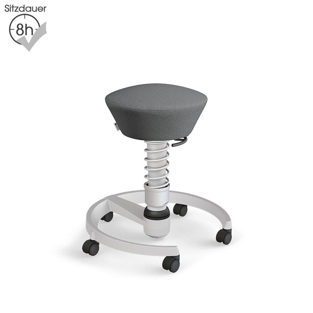 Aeris Swopper mit Rollen | Recyceltes Polyester: Grau meliert | Feder: Standard | Gestell: Hellgrau Metallic