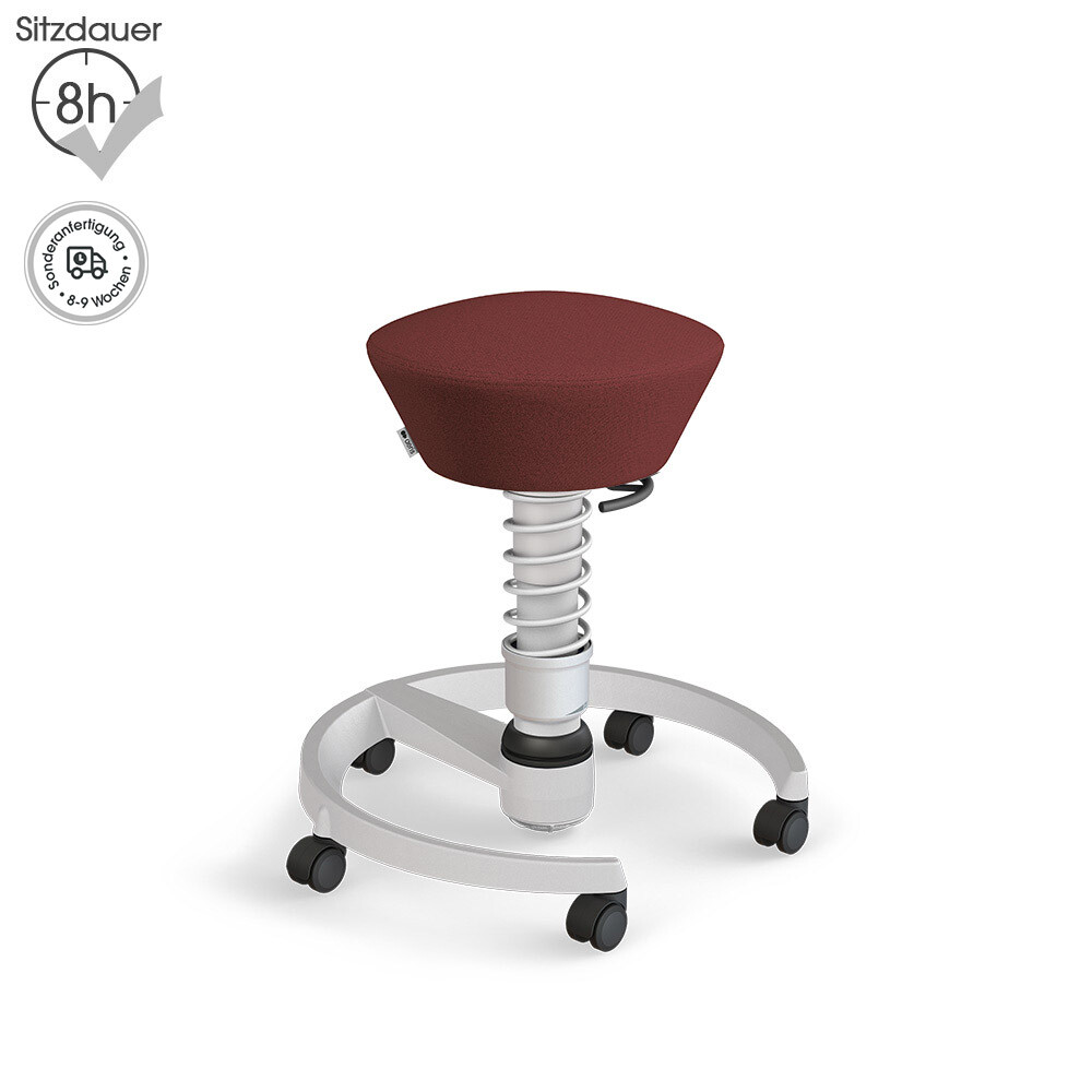 Aeris Swopper mit Rollen | Recyceltes Polyester: Rot meliert | Feder: Standard | Gestell: Hellgrau Metallic