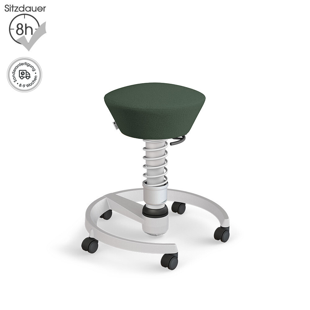 Aeris Swopper mit Rollen | Recyceltes Polyester: Grün meliert | Feder: Standard | Gestell: Hellgrau Metallic