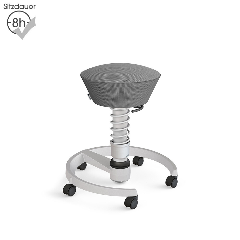 Aeris Swopper mit Rollen | Air-Mesh: Grau | Feder: Standard | Gestell: Hellgrau-metallic