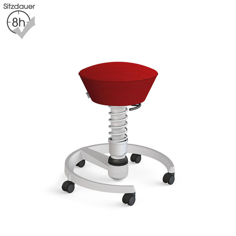 Aeris Swopper mit Rollen | Air-Mesh: Rot | Feder: Standard | Gestell: Hellgrau-metallic