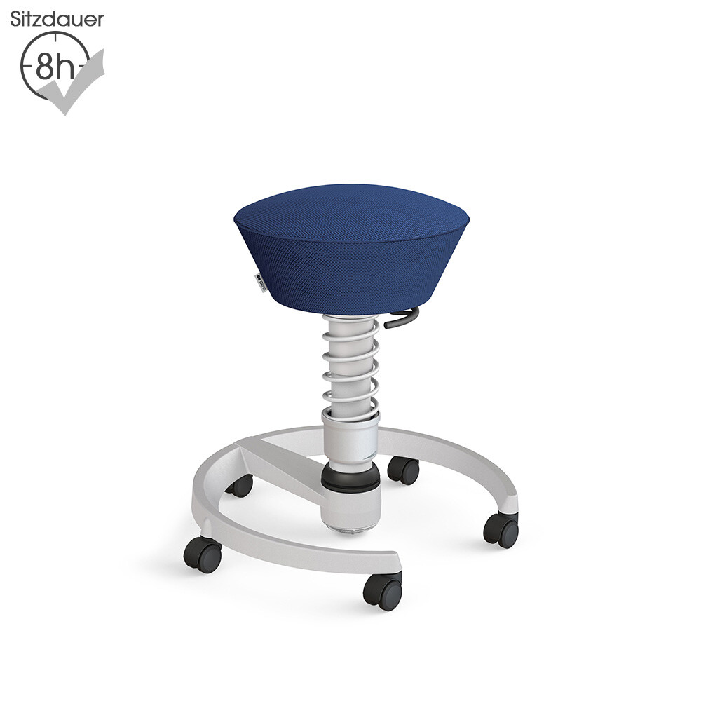 Aeris Swopper mit Rollen | Air-Mesh: Blau | Feder: Standard | Gestell: Hellgrau-metallic