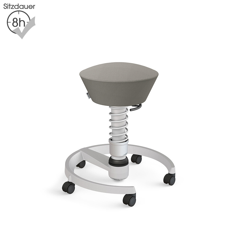 Aeris Swopper mit Rollen | Wolle-unifarben: Grau | Feder: Standard | Gestell: Hellgrau-metallic