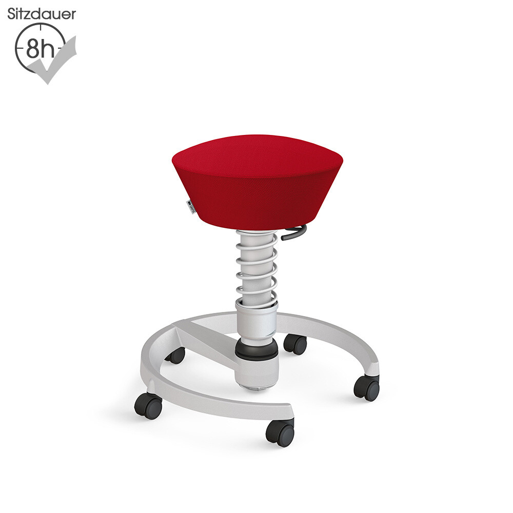 Aeris Swopper mit Rollen | Wolle-unifarben: Rot | Feder: Standard | Gestell: Hellgrau-metallic