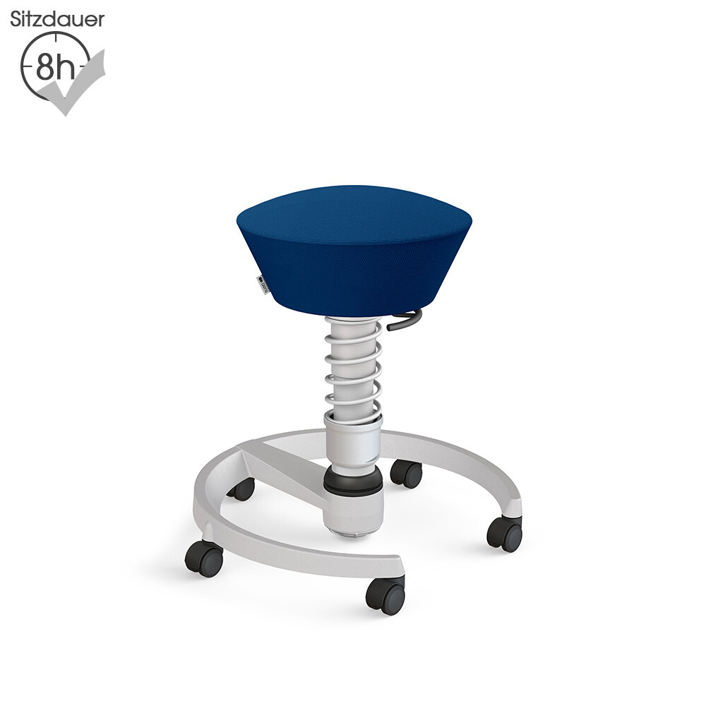 Aeris Swopper mit Rollen | Wolle-unifarben: Blau | Feder: Standard | Gestell: Hellgrau-metallic