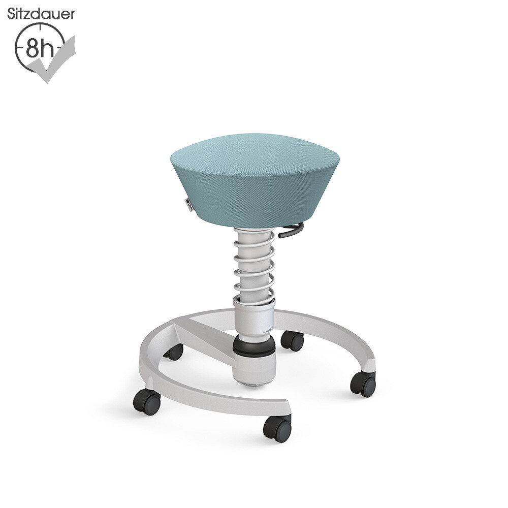Aeris Swopper mit Rollen | Wolle-unifarben: Pastellblau | Feder: Standard | Gestell: Hellgrau-metallic