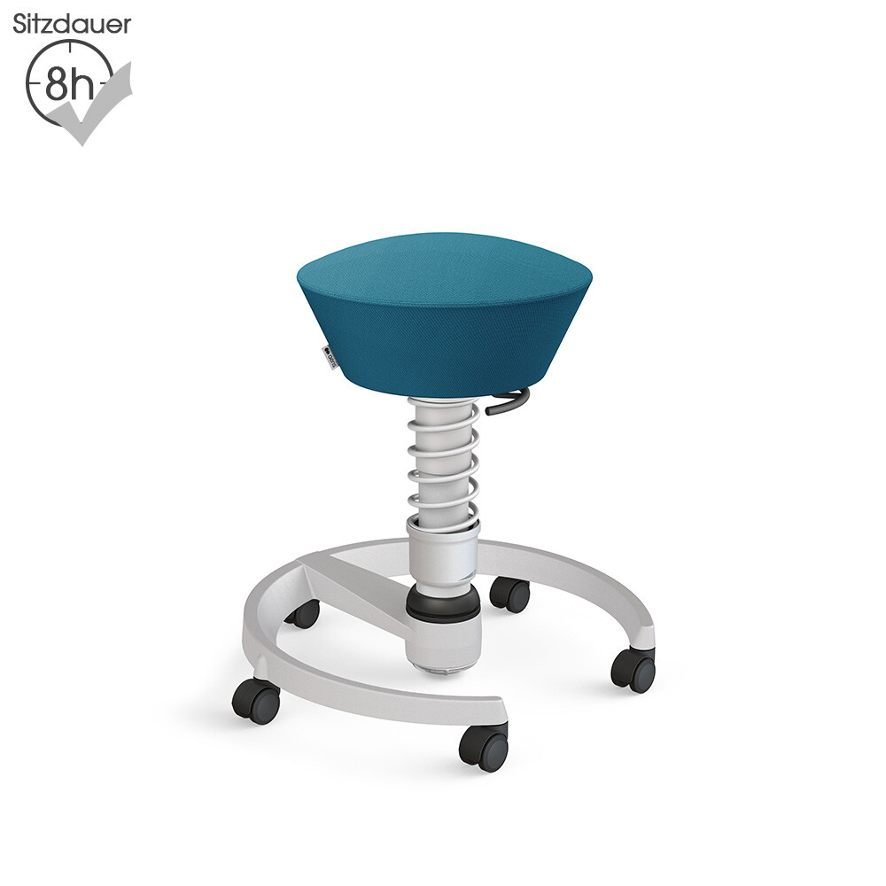 Aeris Swopper mit Rollen | Wolle-unifarben: Azurblau | Feder: Standard | Gestell: Hellgrau-metallic