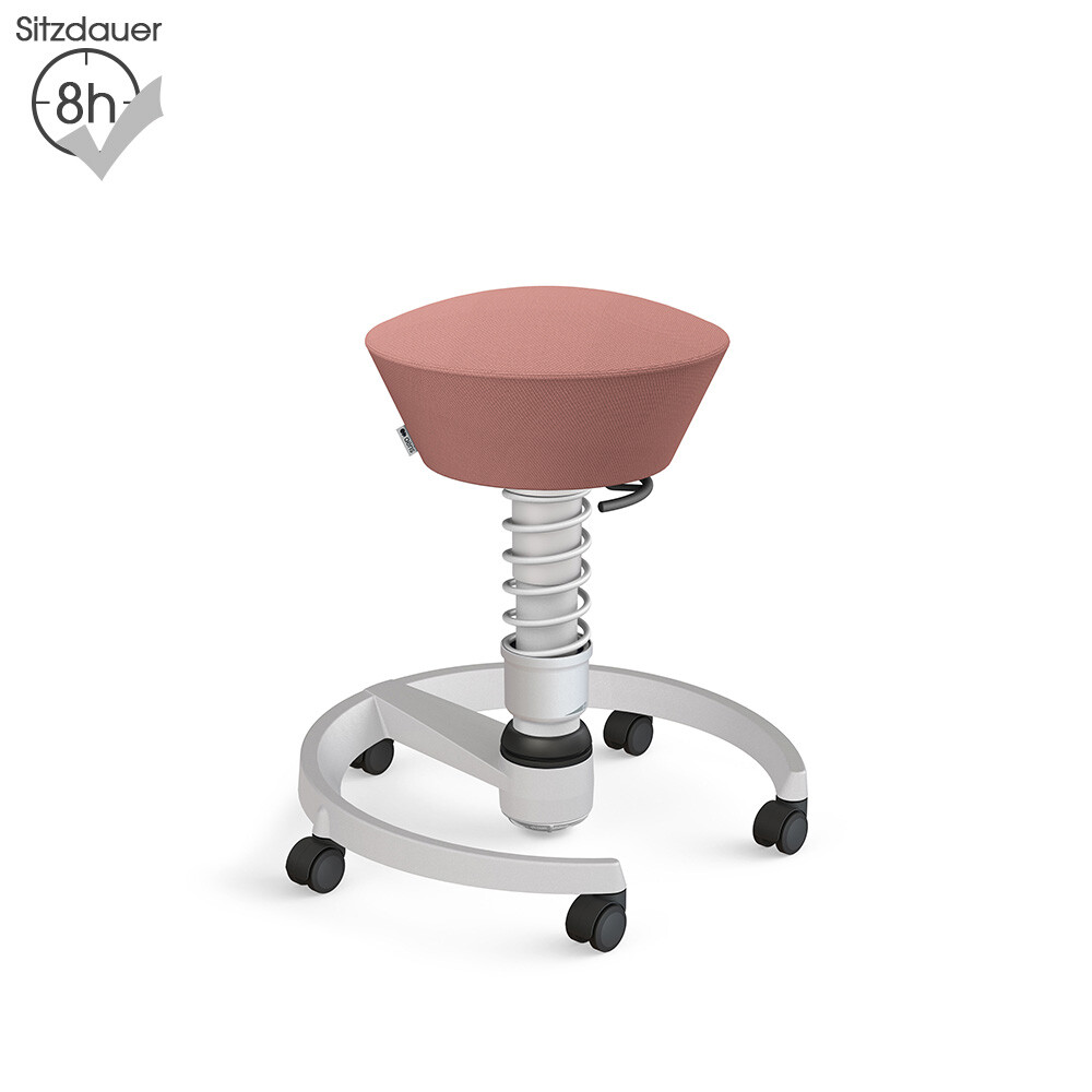 Aeris Swopper mit Rollen | Wolle-unifarben: Blassrosa | Feder: Standard | Gestell: Hellgrau-metallic