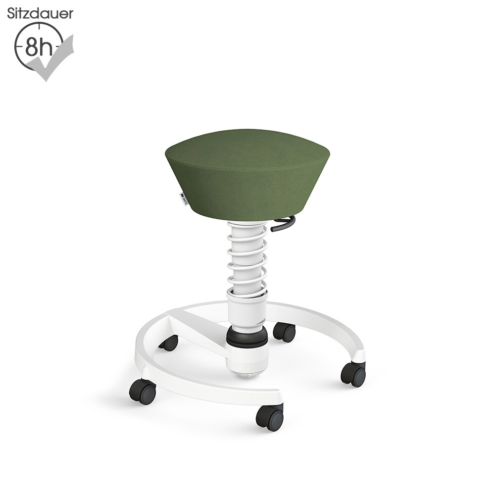 Aeris Swopper mit Rollen | Mikrofaser: Grün | Feder: Standard | Gestell: Weiß