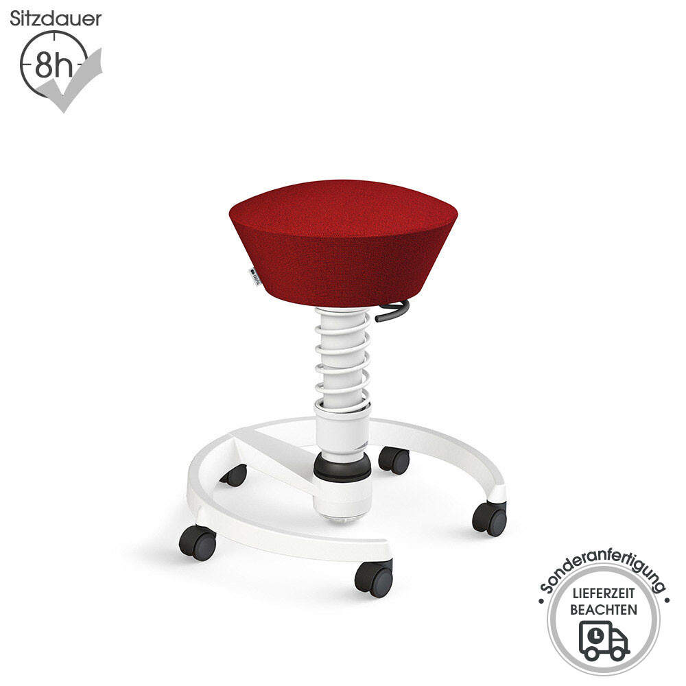 Aeris Swopper mit Rollen | Wolle-meliert: Rot | Feder: Standard | Gestell: Weiß