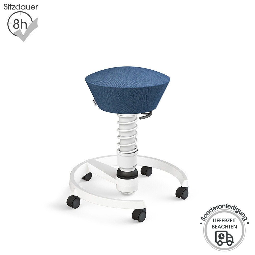 Aeris Swopper mit Rollen | Wolle-meliert: Blau | Feder: Standard | Gestell: Weiß