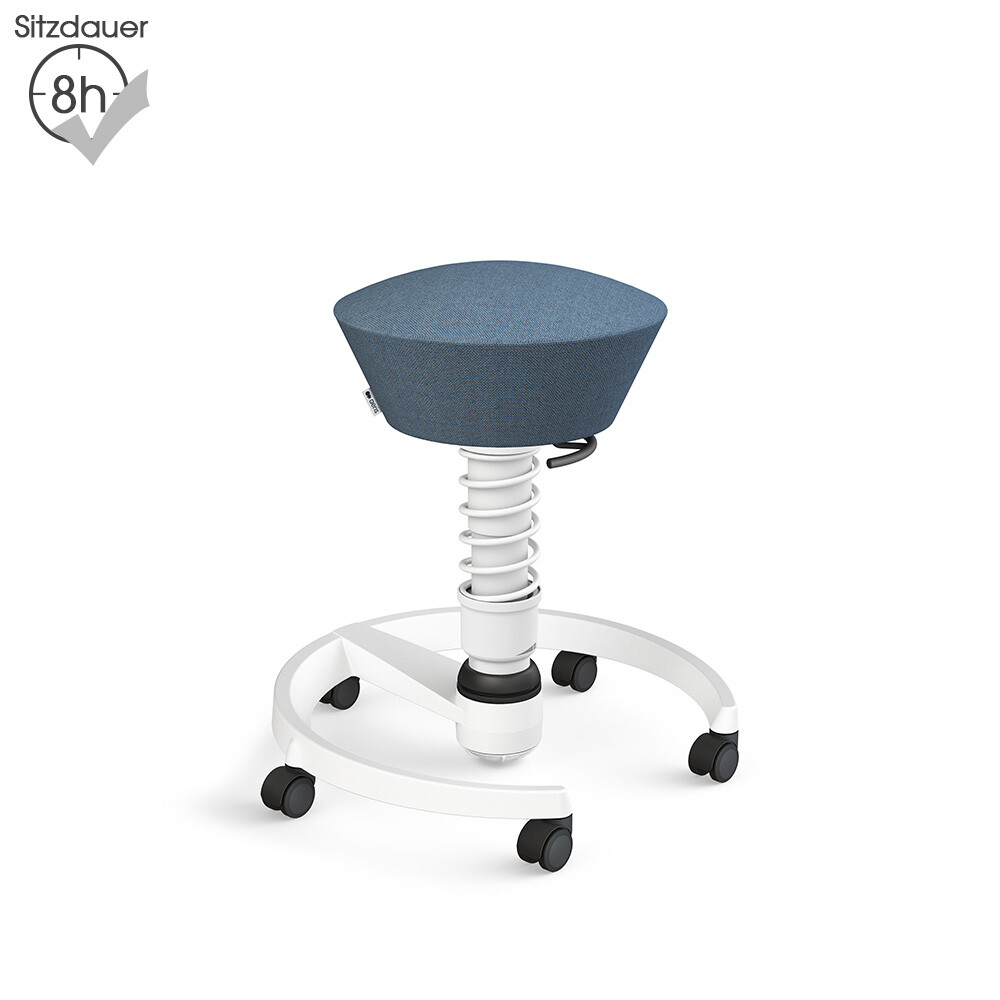 Aeris Swopper mit Rollen | Wolle-meliert: Taubenblau | Feder: Standard | Gestell: Weiß