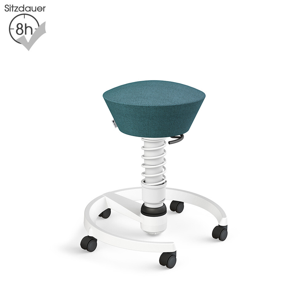 Aeris Swopper mit Rollen | Wolle-meliert: Petrolblau | Feder: Standard | Gestell: Weiß