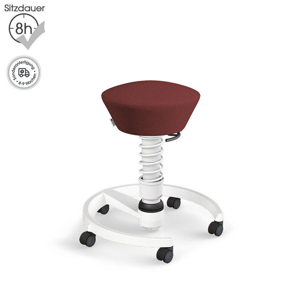 Aeris Swopper mit Rollen | Recyceltes Polyester: Rot meliert | Feder: Standard | Gestell: Weiß