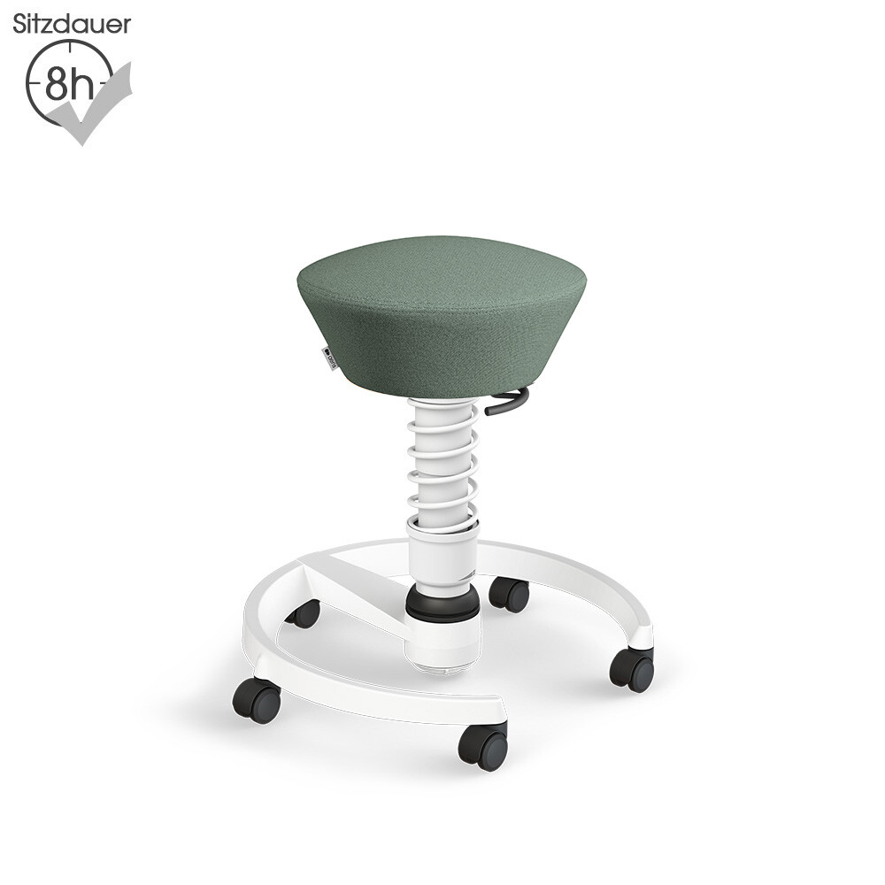 Aeris Swopper mit Rollen | Recyceltes Polyester: Blassgrün meliert | Feder: Standard | Gestell: Weiß