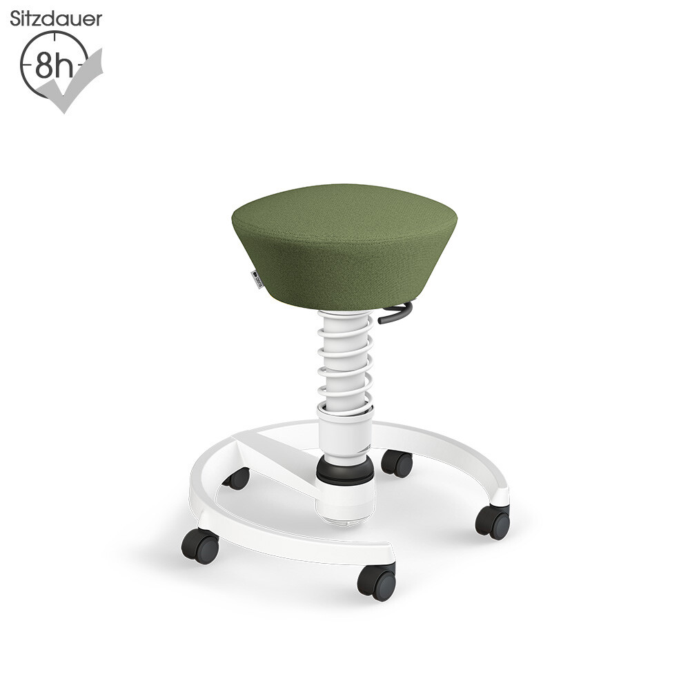 Aeris Swopper mit Rollen | Recyceltes Polyester: Farngrün meliert | Feder: Standard | Gestell: Weiß