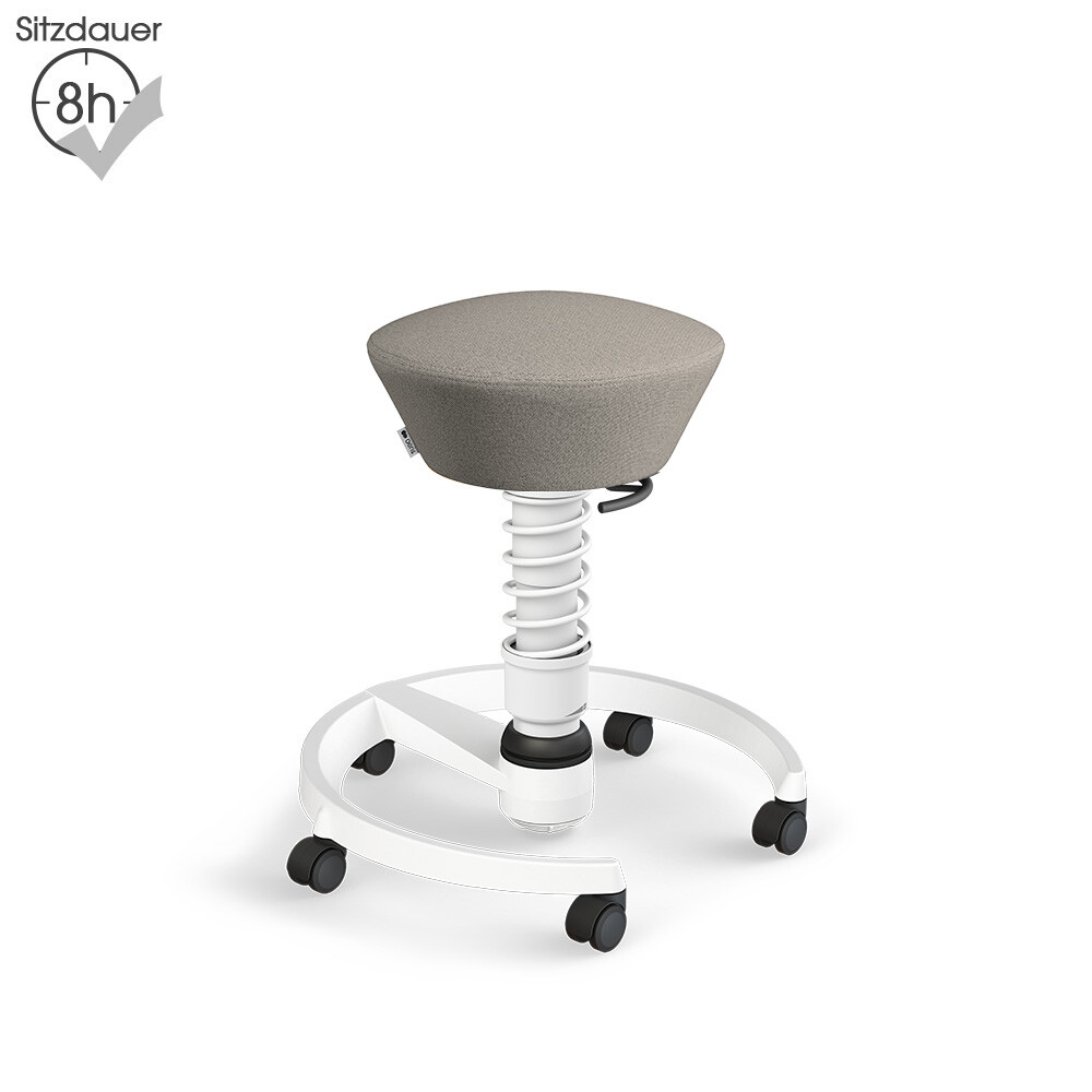 Aeris Swopper mit Rollen | Recyceltes Polyester: Beige meliert | Feder: Standard | Gestell: Weiß