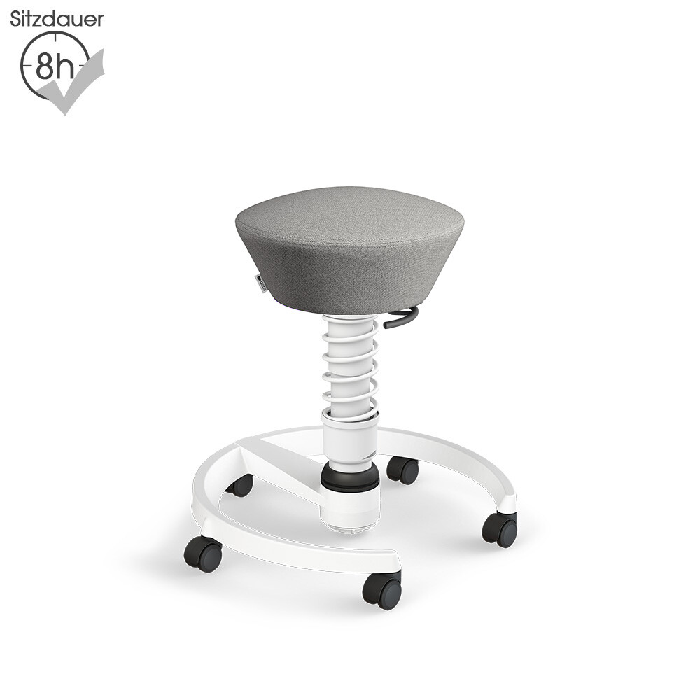 Aeris Swopper mit Rollen | Recyceltes Polyester: Hellgrau meliert | Feder: Standard | Gestell: Weiß