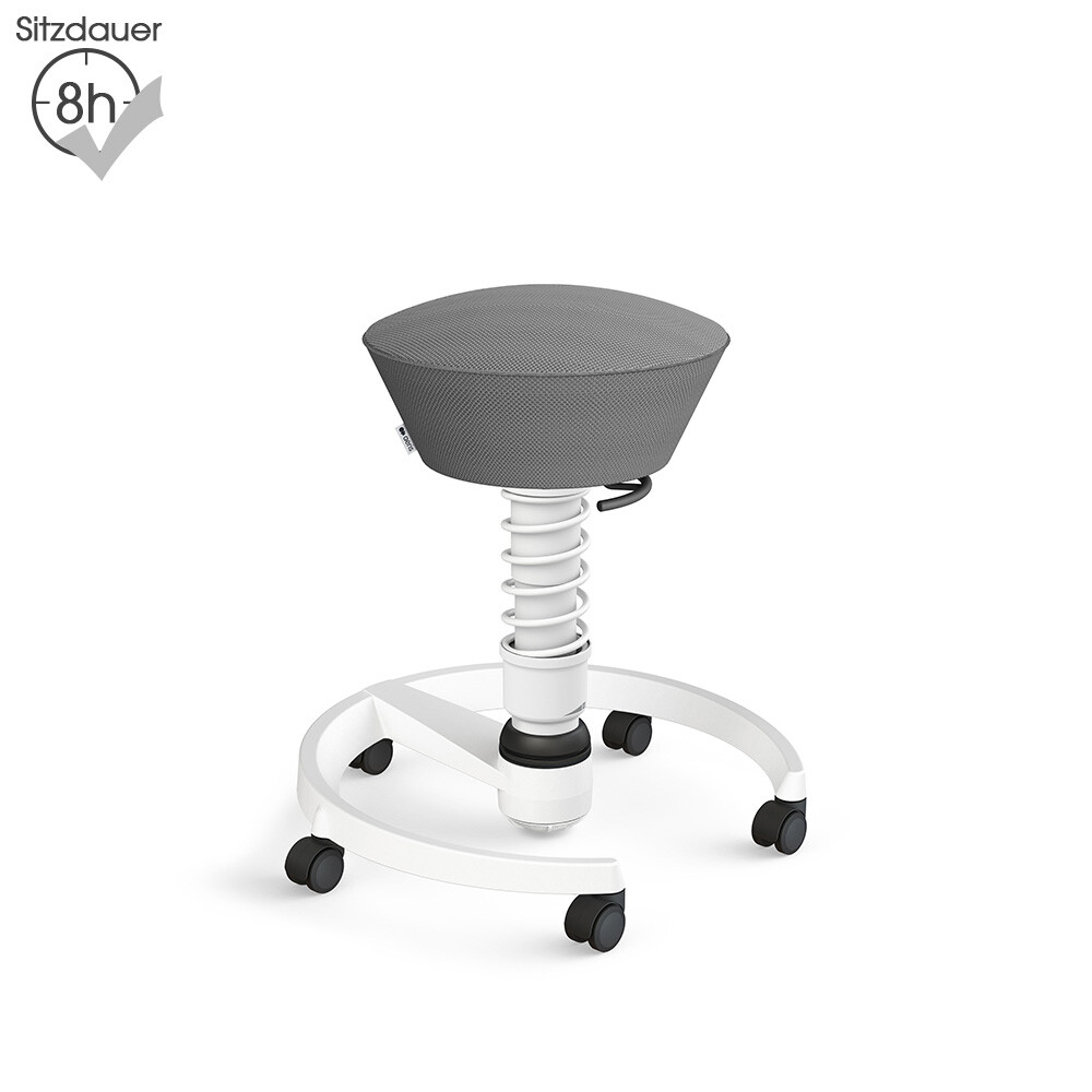 Aeris Swopper mit Rollen | Air-Mesh: Grau | Feder: Standard | Gestell: Weiß