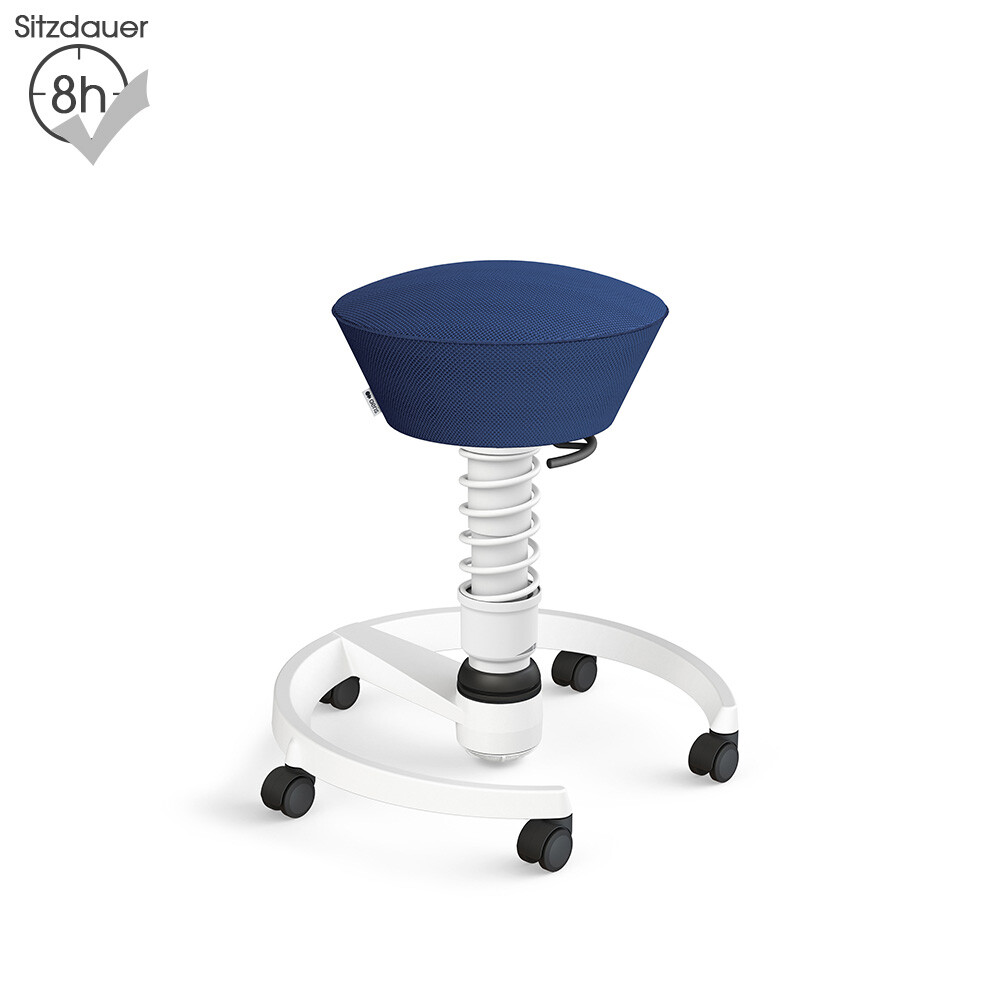 Aeris Swopper mit Rollen | Air-Mesh: Blau | Feder: Standard | Gestell: Weiß