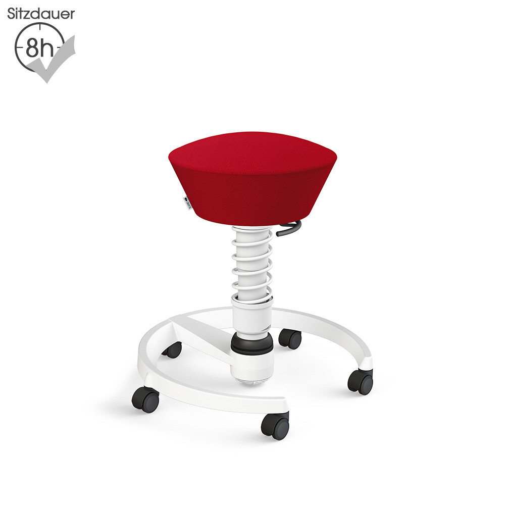 Aeris Swopper mit Rollen | Wolle-unifarben: Rot | Feder: Standard | Gestell: Weiß