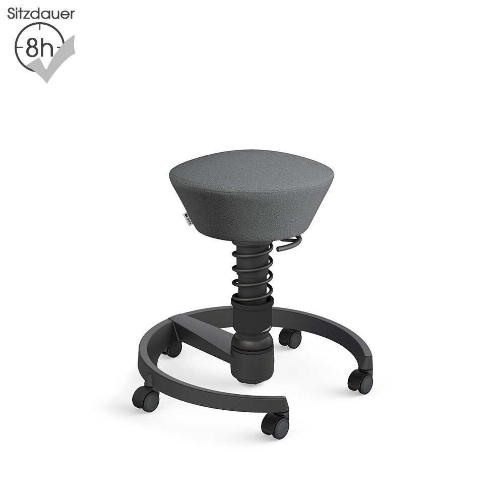 Aeris Swopper mit Rollen | Recyceltes Polyester: Grau meliert | Feder: Light | Gestell: Schwarz