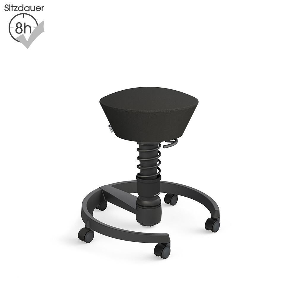 Aeris Swopper mit Rollen (Weichboden) | Kunstleder: Schwarz | Feder: Light | Gestell: Schwarz