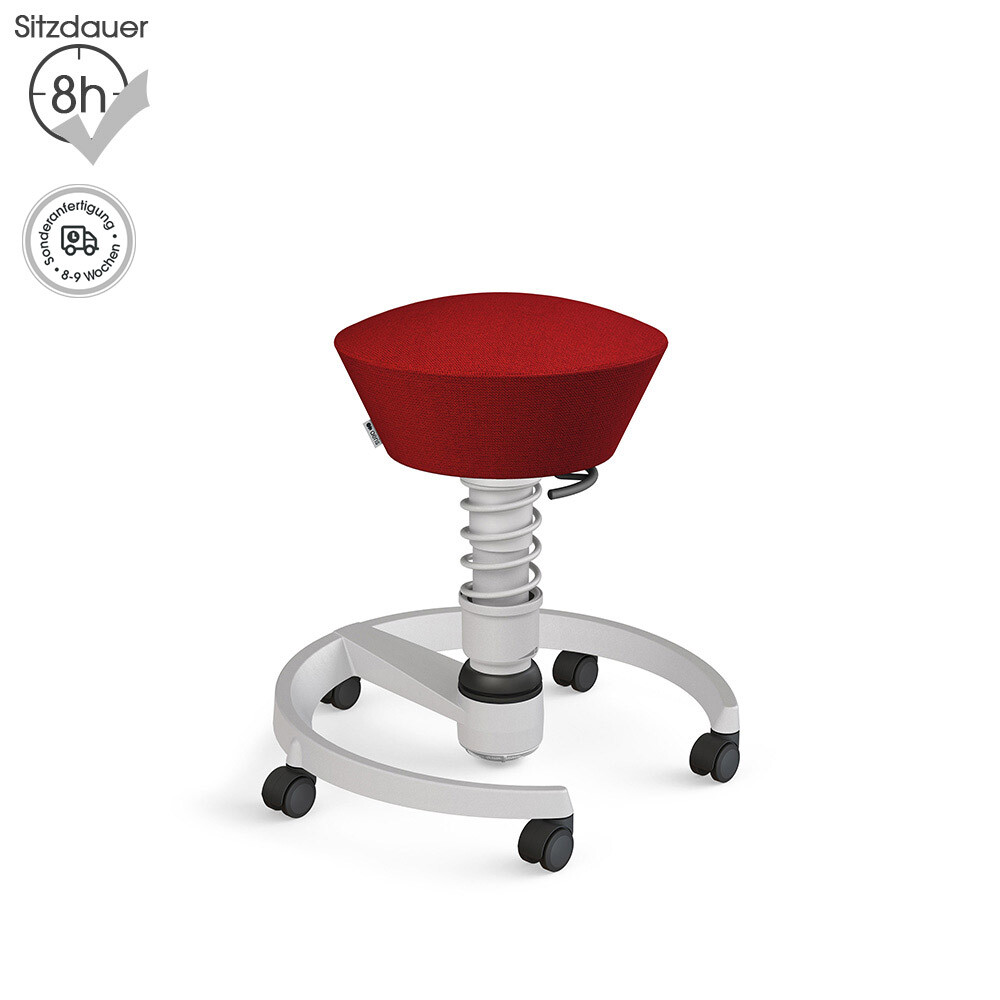 Aeris Swopper mit Rollen | Wolle-meliert: Rot | Feder: Light | Gestell: Hellgrau-metallic