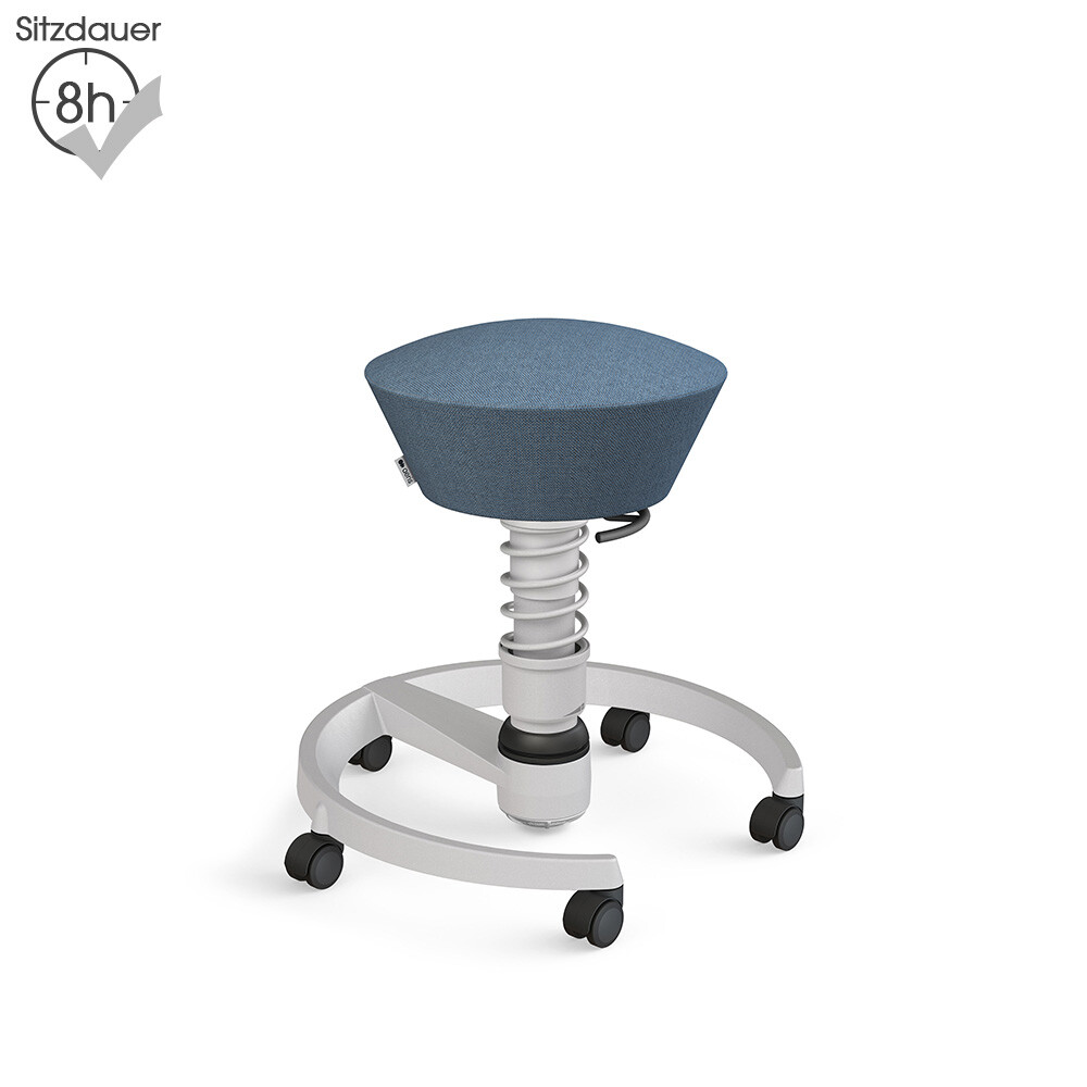 Aeris Swopper mit Rollen | Wolle-meliert: Taubenblau | Feder: Light | Gestell: Hellgrau-metallic