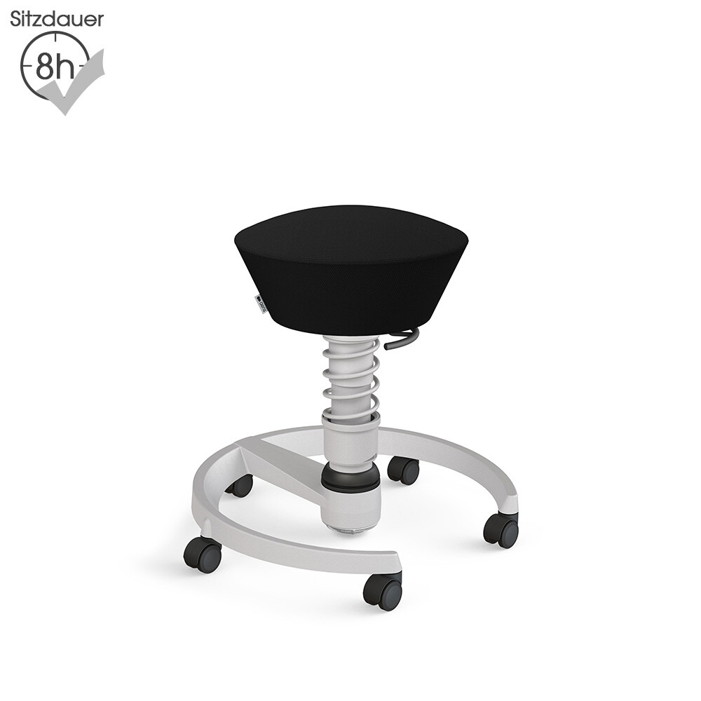 Aeris Swopper mit Rollen | Wolle-unifarben: Schwarz | Feder: Light | Gestell: Hellgrau-metallic