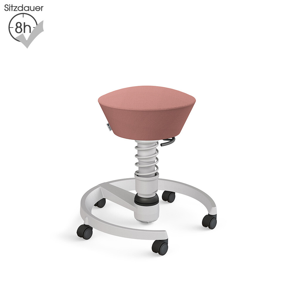 Aeris Swopper mit Rollen | Wolle-unifarben: Blassrosa | Feder: Light | Gestell: Hellgrau-metallic