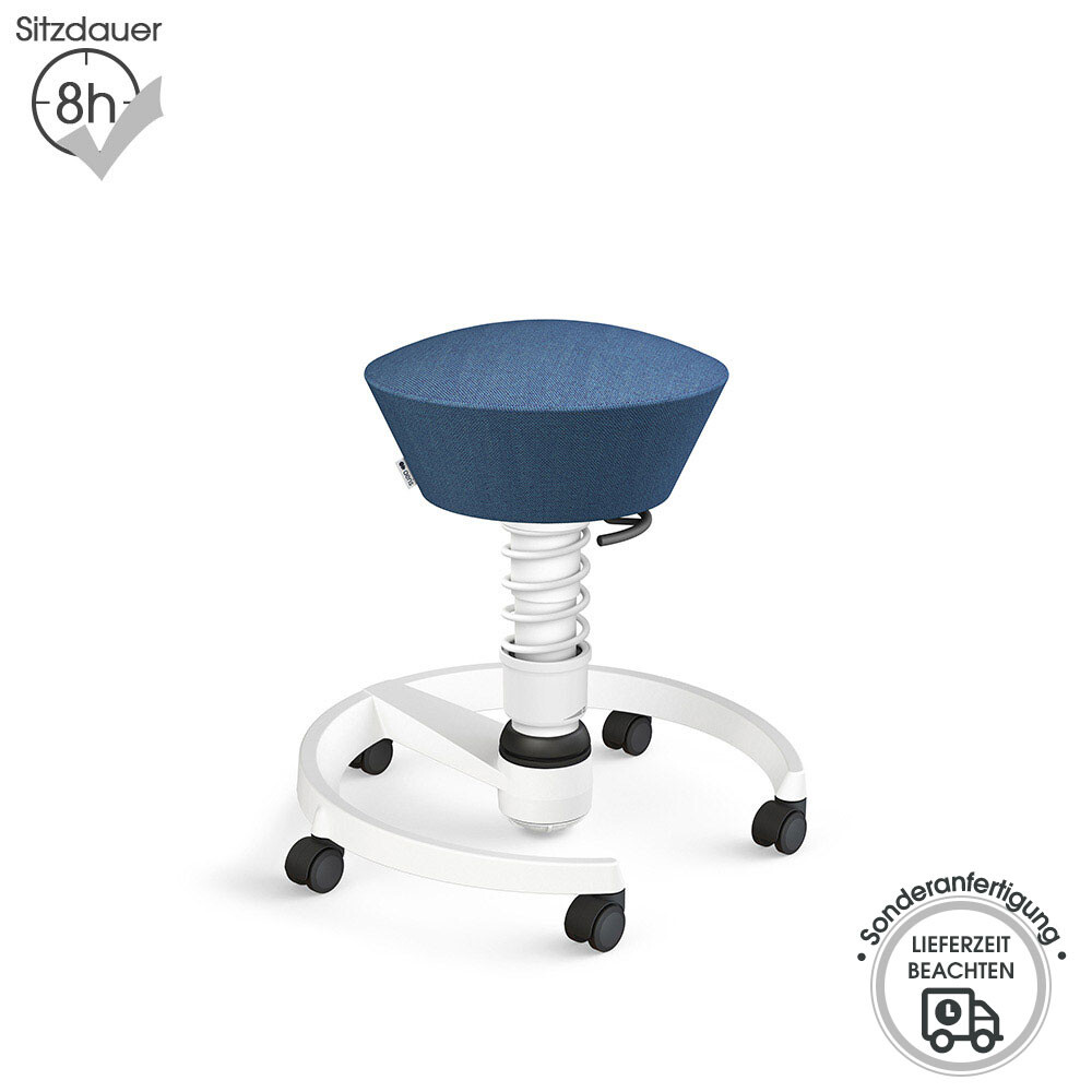 Aeris Swopper mit Rollen | Wolle-meliert: Blau | Feder: Light | Gestell: Weiß