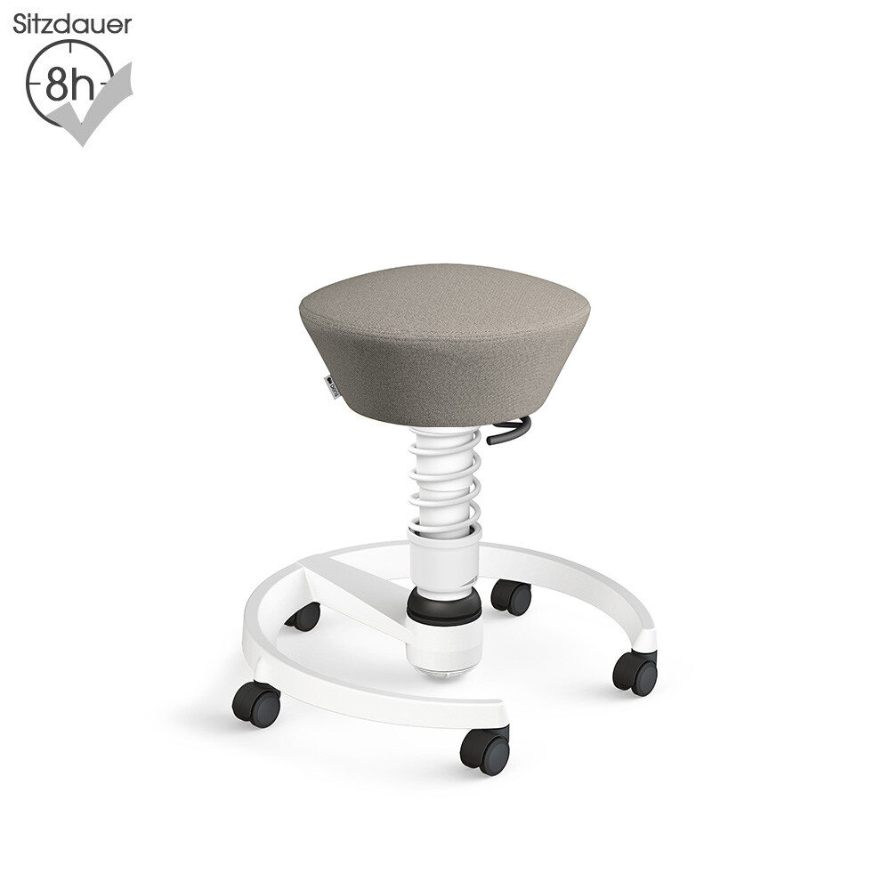 Aeris Swopper mit Rollen | Recyceltes Polyester: Beige meliert | Feder: Light | Gestell: Weiß