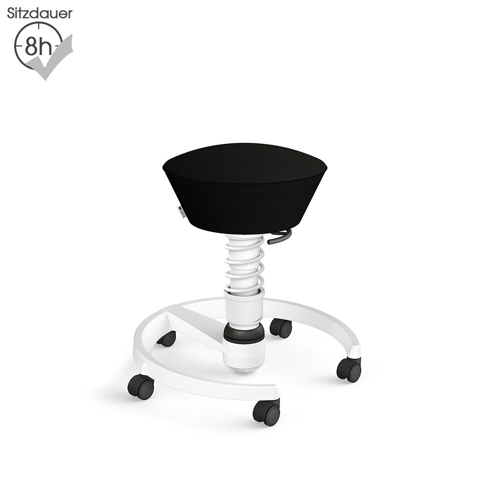 Aeris Swopper mit Rollen | Air-Mesh: Schwarz | Feder: Light | Gestell: Weiß