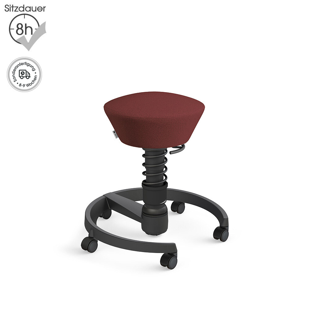 Aeris Swopper mit Rollen | Recyceltes Polyester: Rot meliert | Feder: Low | Gestell: Schwarz