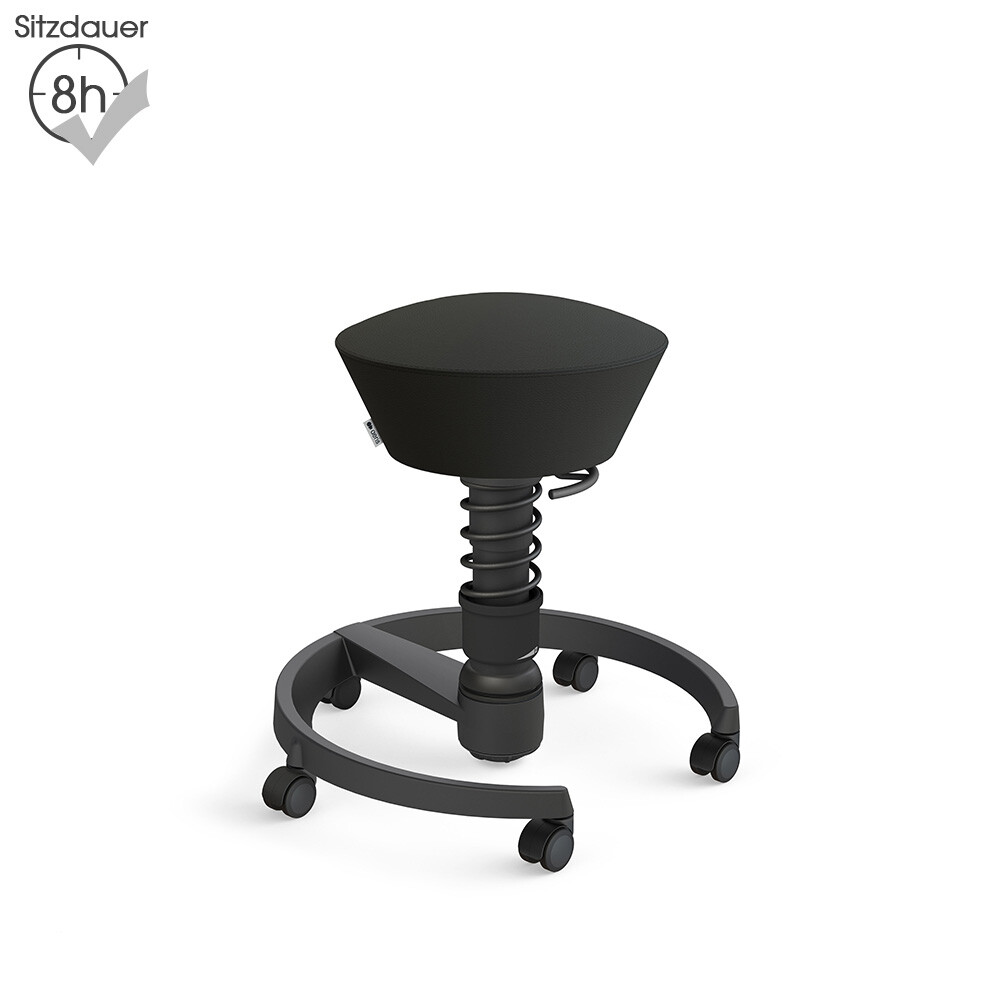 Aeris Swopper mit Rollen | Leder: Schwarz | Feder: Low | Gestell: Schwarz