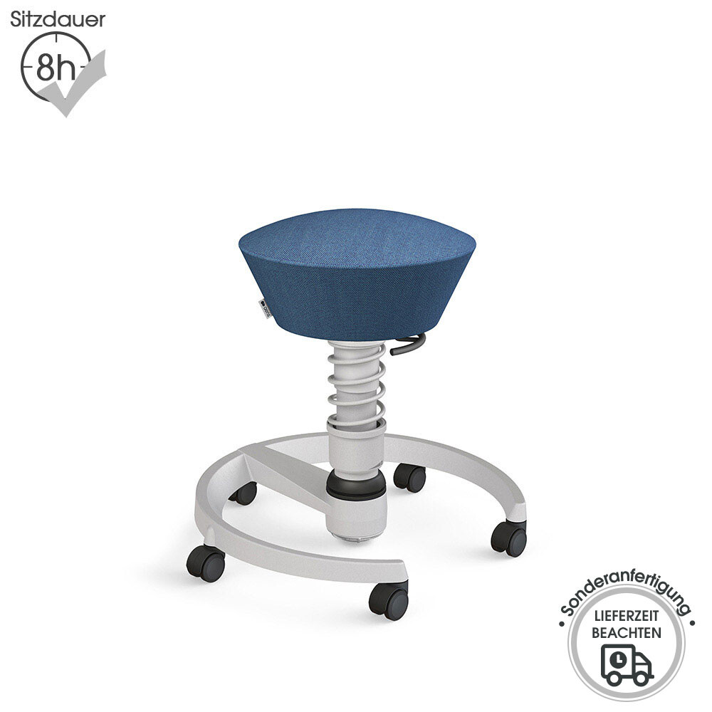 Summer Sale: Aeris Swopper mit Rollen | Wolle-meliert: Blau | Feder: Low | Gestell: Hellgrau-metallic