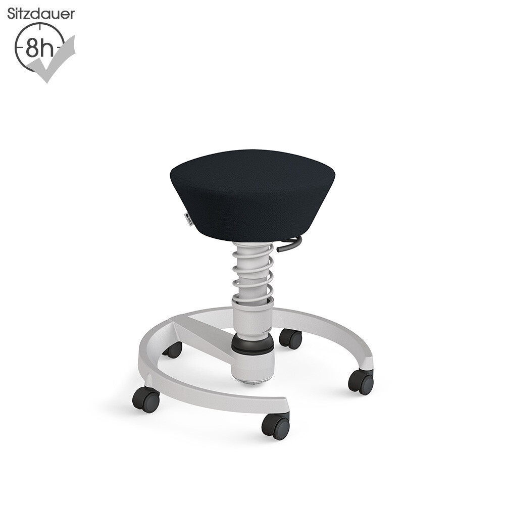 Aeris Swopper mit Rollen | Recyceltes Polyester: Schwarz | Feder: Low | Gestell: Hellgrau Metallic