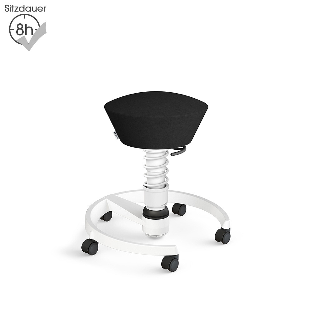 Aeris Swopper mit Rollen | Mikrofaser: Schwarz | Feder: Low | Gestell: Weiß