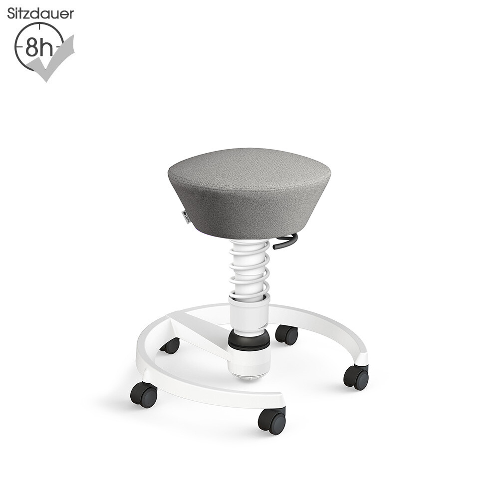 Aeris Swopper mit Rollen | Recyceltes Polyester: Hellgrau meliert | Feder: Low | Gestell: Weiß