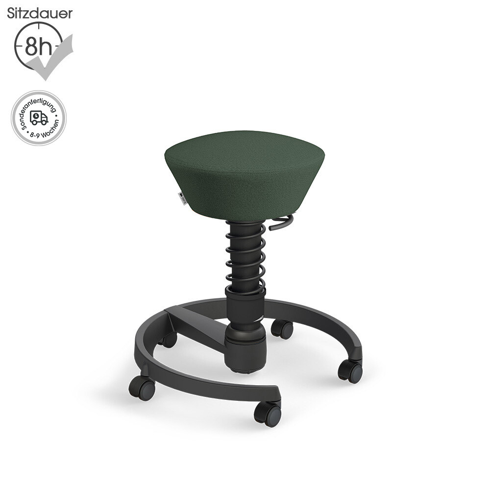 Aeris Swopper mit Rollen | Recyceltes Polyester: Grün meliert | Feder: Standard | Gestell: Schwarz