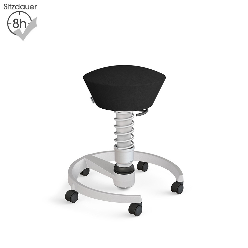 Aeris Swopper mit Rollen | Mikrofaser: Schwarz | Feder: Standard | Gestell: Hellgrau-metallic