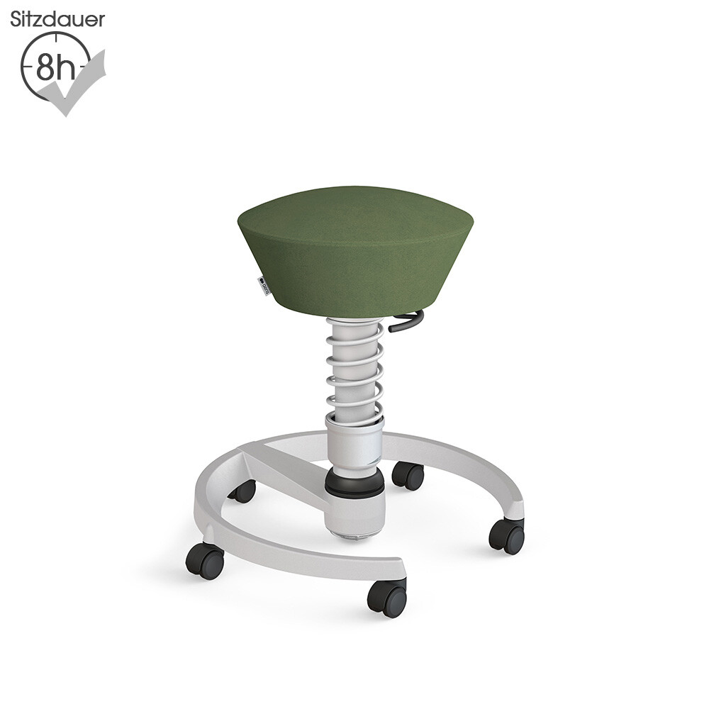 Aeris Swopper mit Rollen | Mikrofaser: Grün | Feder: Standard | Gestell: Hellgrau-metallic