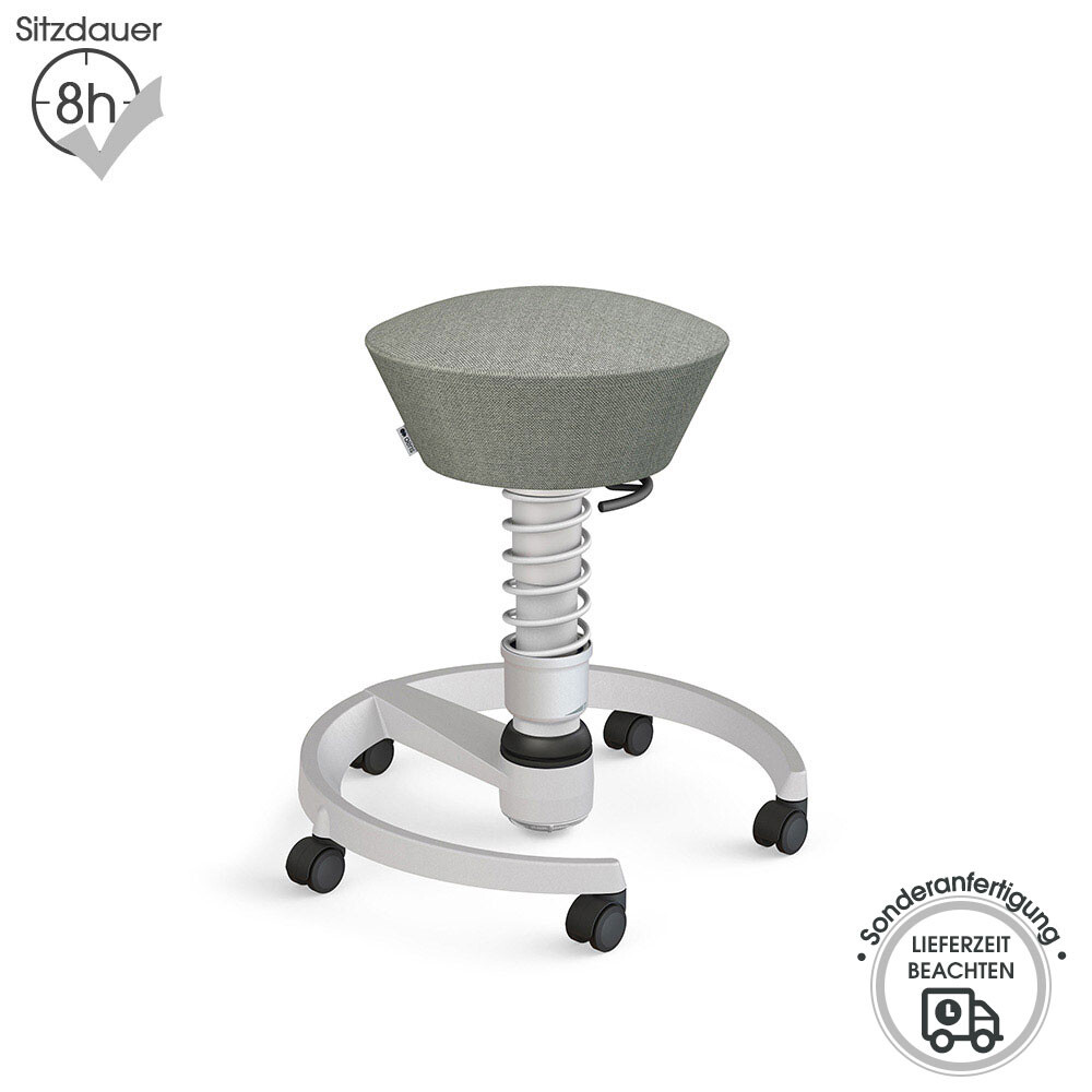 Auslaufmodell: Aeris Swopper mit Rollen | Wolle-meliert: Grau | Feder: Standard | Gestell: Hellgrau-metallic