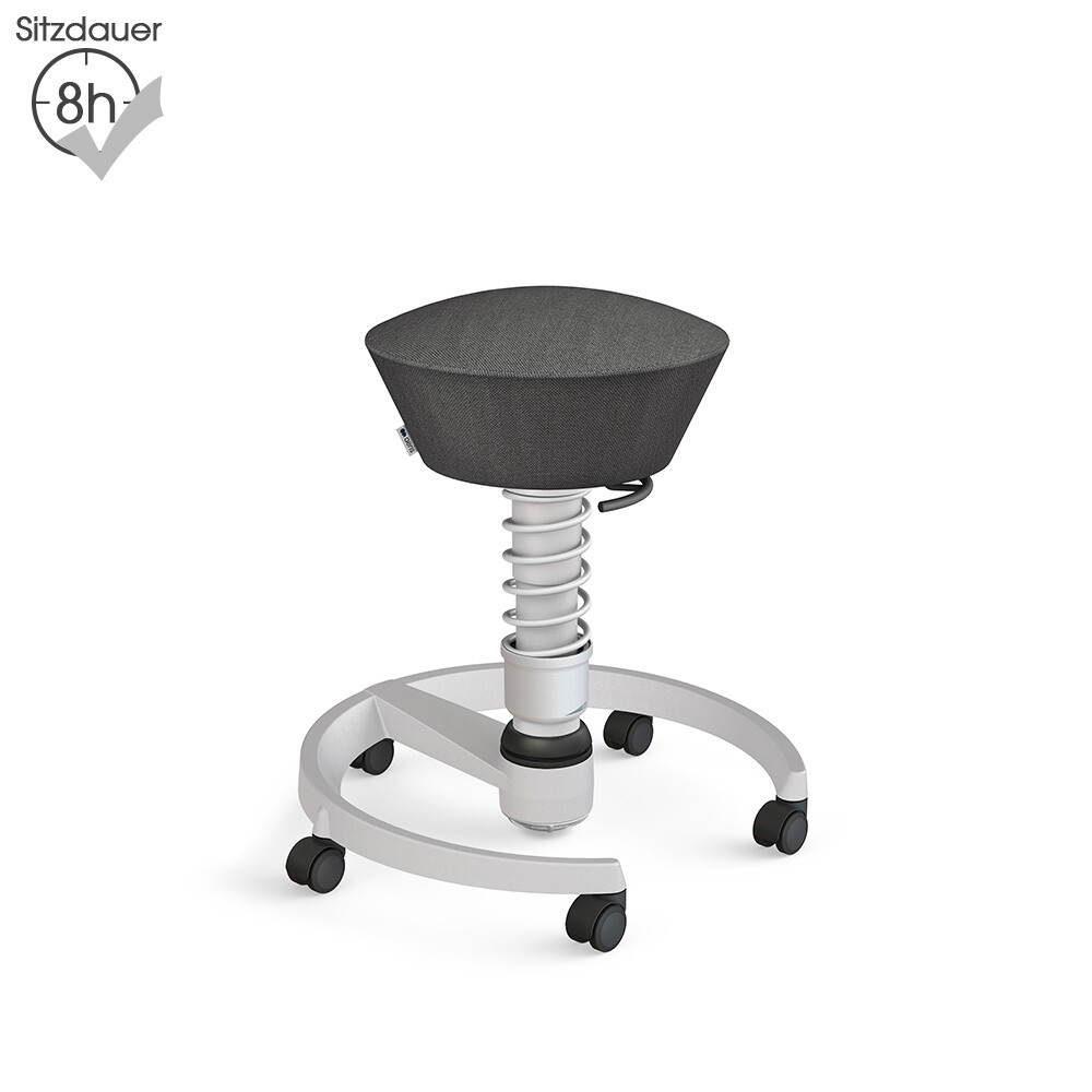 Summer Sale: Aeris Swopper mit Rollen | Wolle-meliert: Schiefergrau | Feder: Standard | Gestell: Hellgrau-metallic