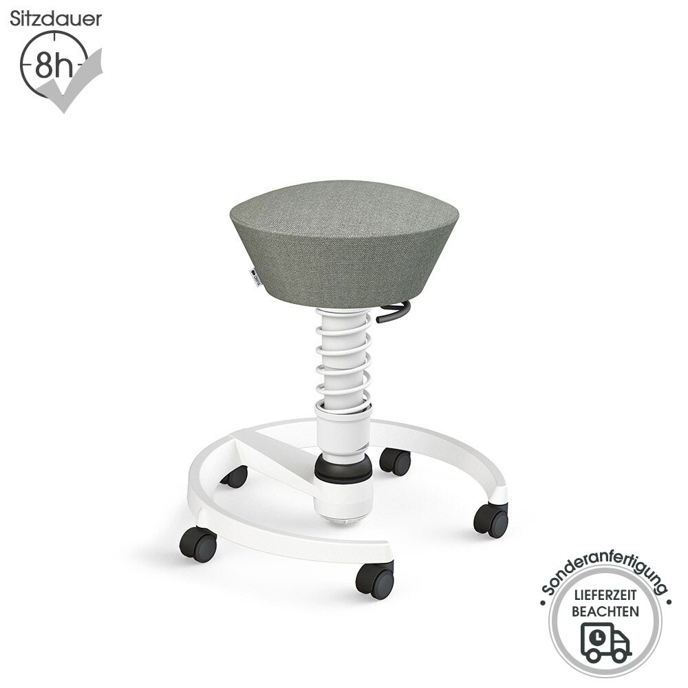 Aeris Swopper mit Rollen | Wolle-meliert: Grau | Feder: Standard | Gestell: Weiß