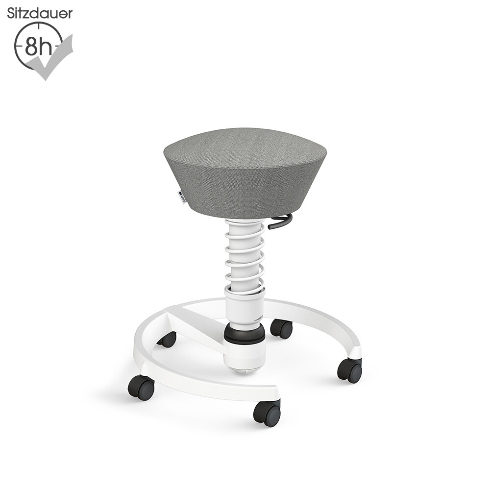 Aeris Swopper mit Rollen | Wolle-meliert: Steingrau | Feder: Standard | Gestell: Weiß