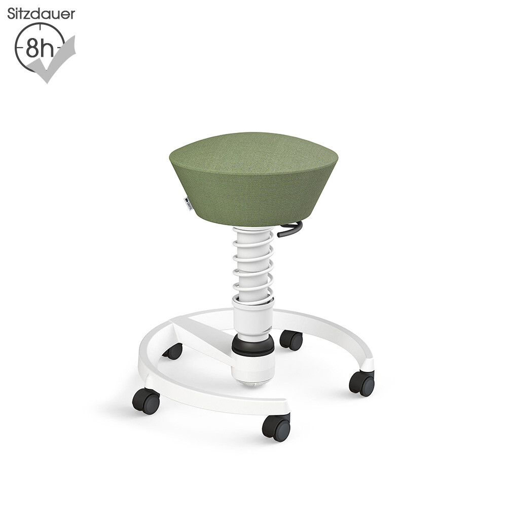 Aeris Swopper mit Rollen | Wolle-meliert: Grün-Beige | Feder: Standard | Gestell: Weiß