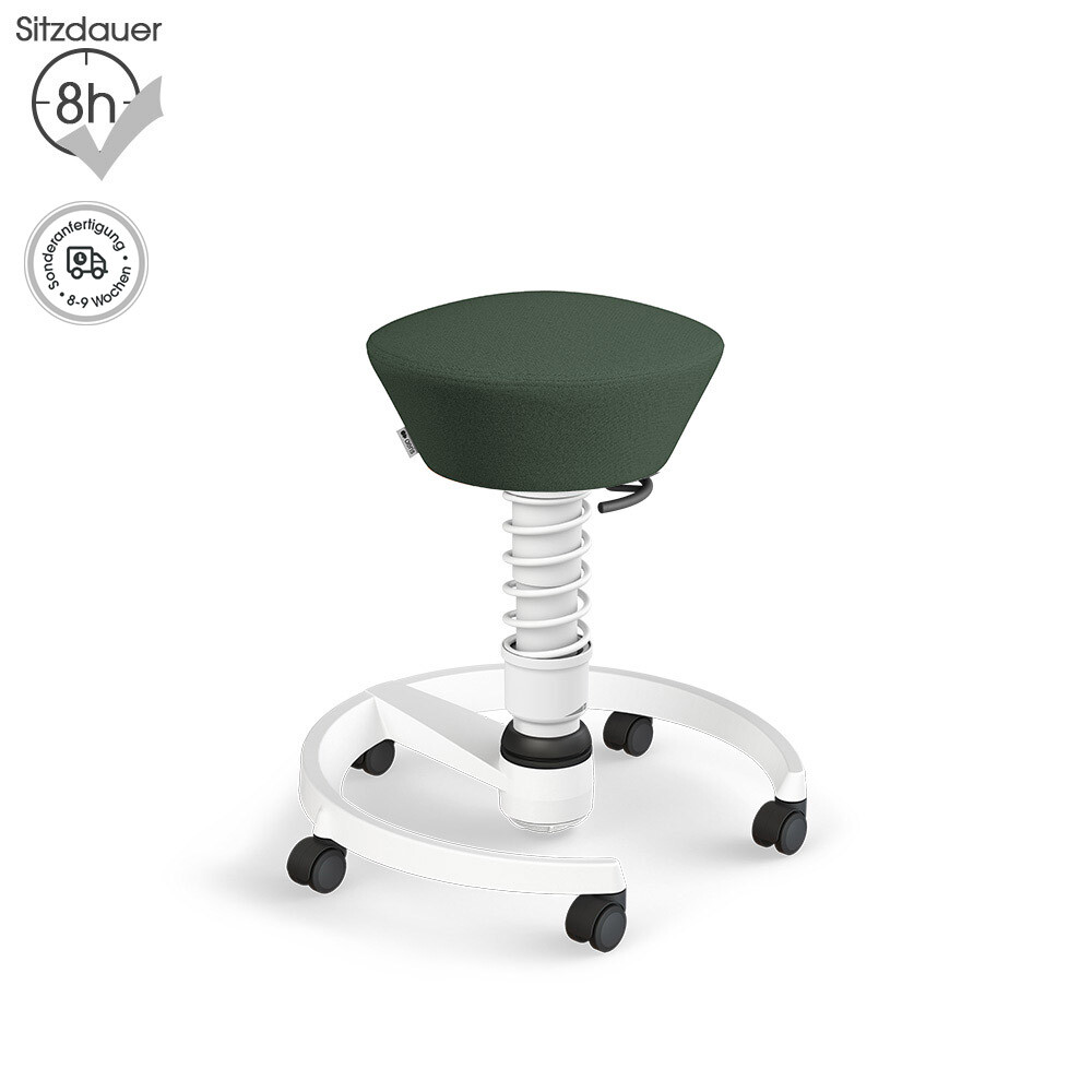 Aeris Swopper mit Rollen | Recyceltes Polyester: Grün meliert | Feder: Standard | Gestell: Weiß